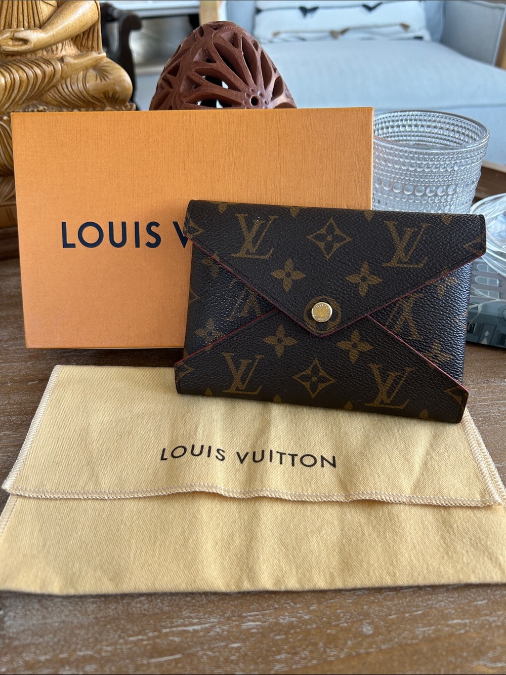 Louis Vuitton Monogram Envelope Wallet in Brown & Gold-Tone